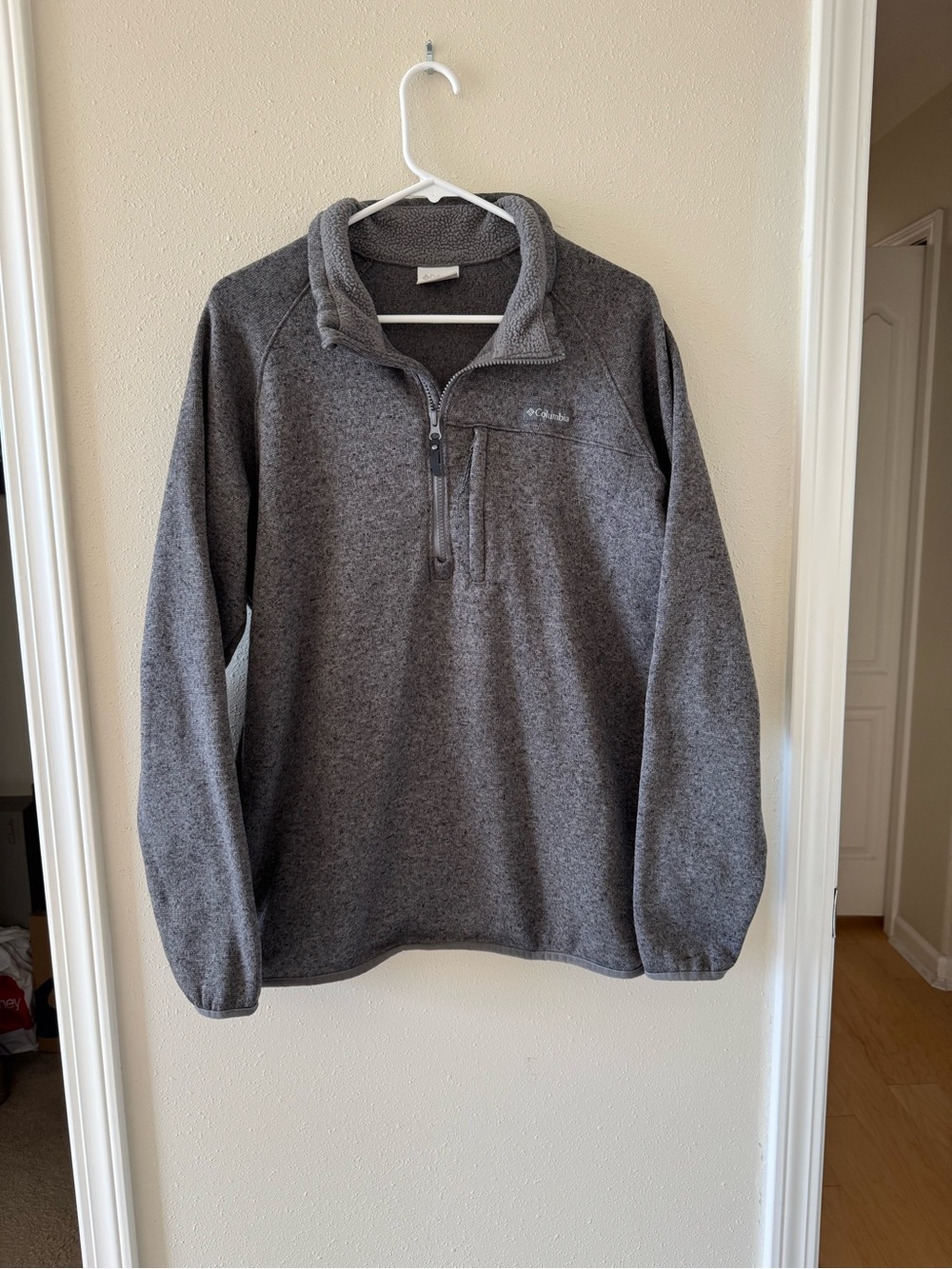 Columbia Men’s Large Gray Sweater 1/4 Zip Pullover Jacket Layer Shirt